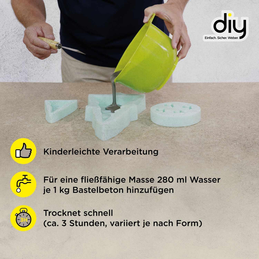 WEBER | Bastelbeton 5 kg | zum Giessen & Kneten | bemalbar, lackierbar, schleifbar | für Hobby- & Kr
