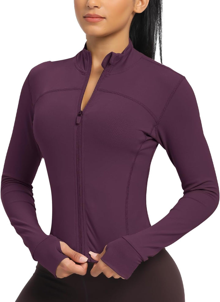 QUEENIEKE Kurze Damen Sportjacke – Leichtes atmungsaktives Yoga-Oberteil mit Daumenlöchern für Fitne