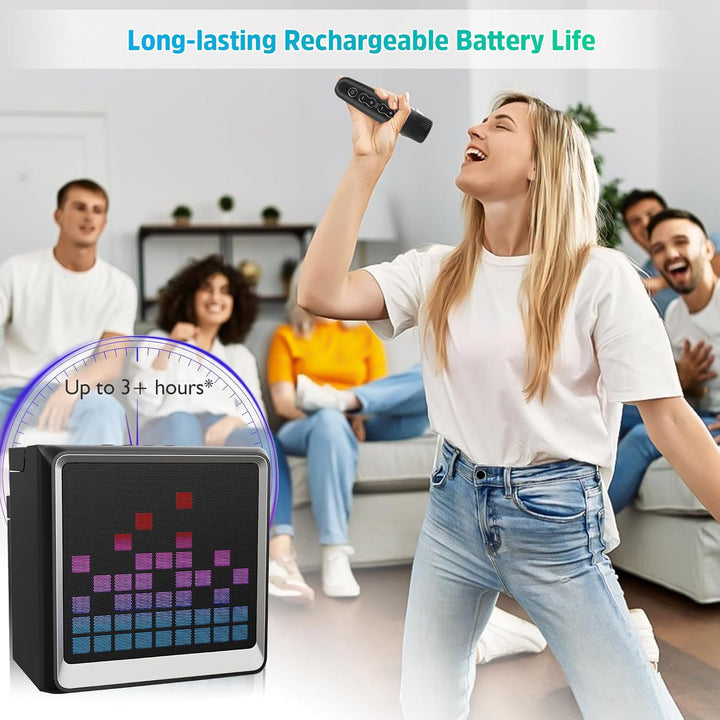 Karaoke-Maschine für Kinder und Erwachsene,tragbarer Bluetooth-Lautsprecher mit 2 drahtlosen Mikrofo
