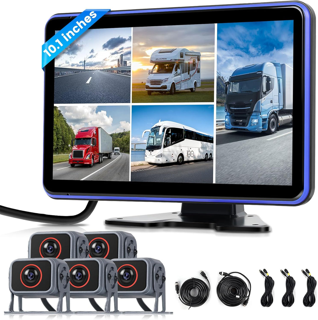 Digitale Wired Rückfahrkamera 5 Kamera kit mit 10.1 Zoll IPS Monitor mit 5M+15M Kabel, Rückfahrkamer