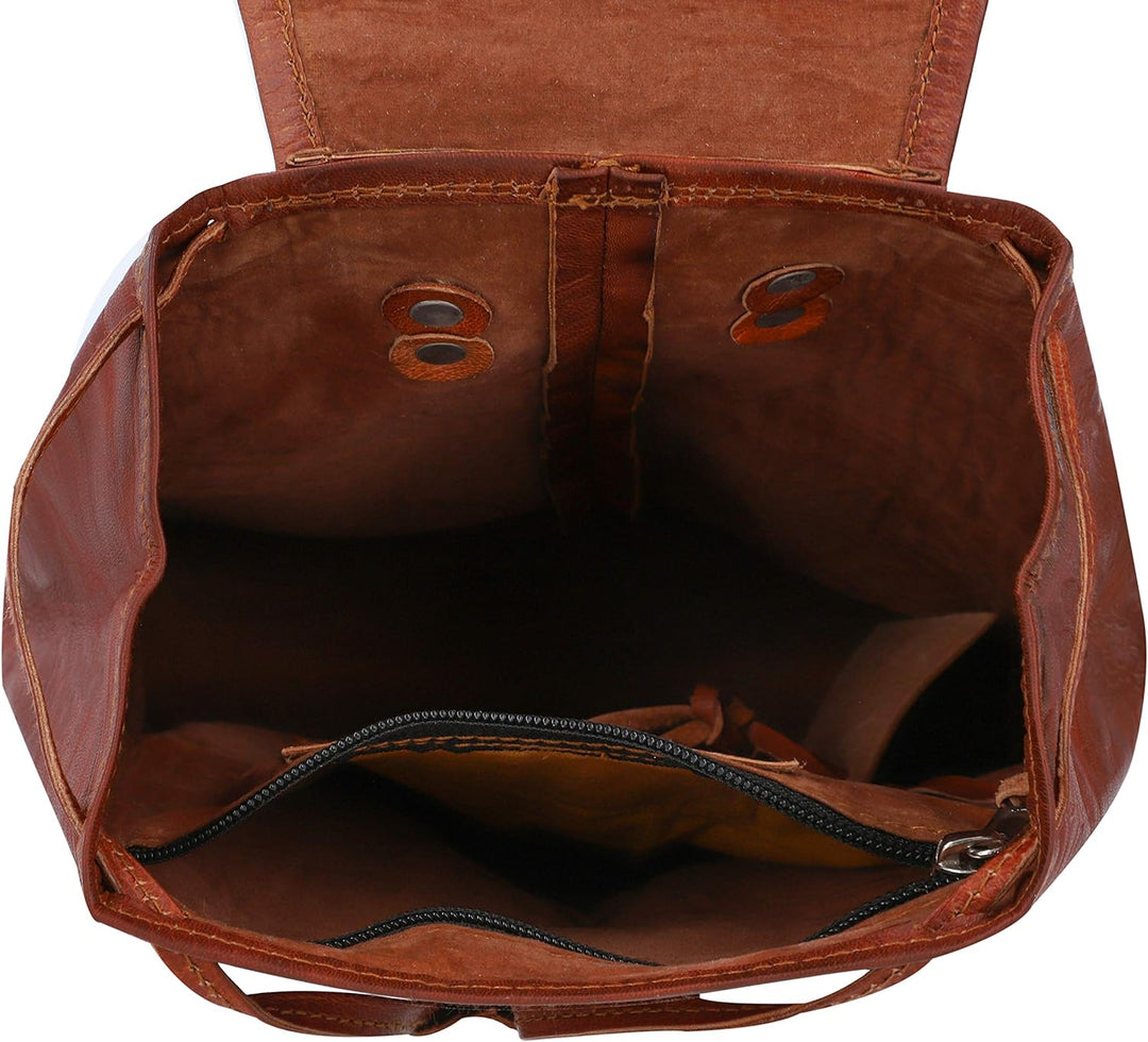 Gusti Cityrucksack Leder - Lena kleiner Rucksack Vintage Braun Leder Damen