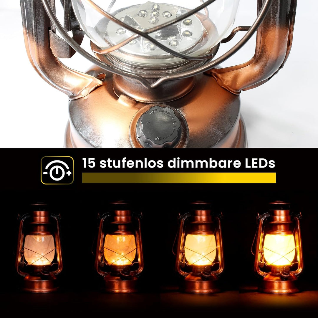 Eaxus® 2er Set LED Laterne im Design einer Öllampe - Dimmbar ☀️ Schöne Wohnzimmer-Deko & Gartendeko,