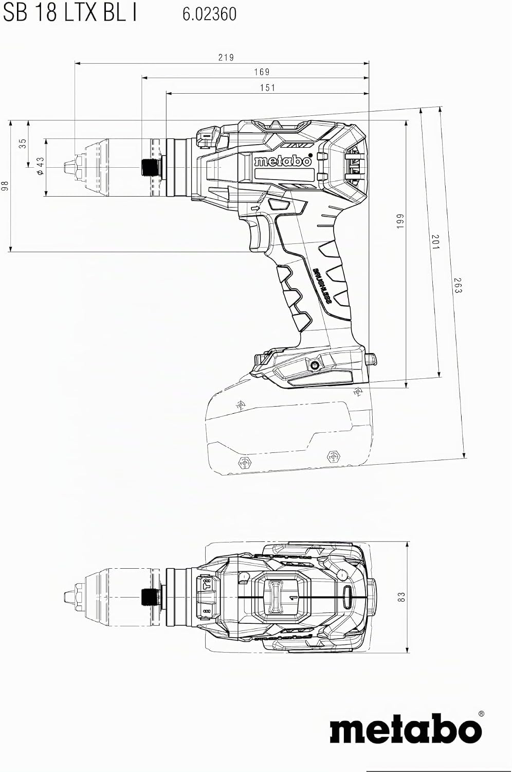 metabo Akku-Schlagbohrschrauber SB 18 LTX BL I - 18 V bürstenlos, CAS, 130 Nm, 68 mm Holz, 16 mm Mau