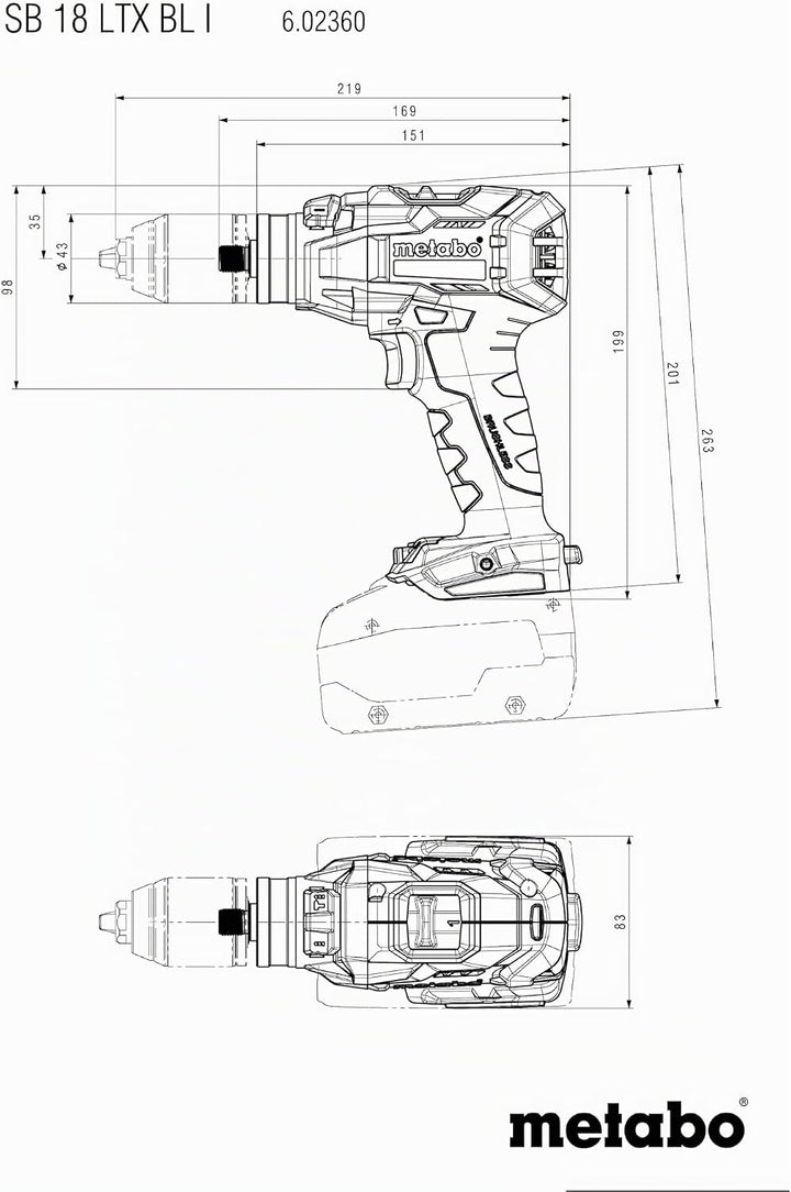 metabo Akku-Schlagbohrschrauber SB 18 LTX BL I - 18 V bürstenlos, CAS, 130 Nm, 68 mm Holz, 16 mm Mau