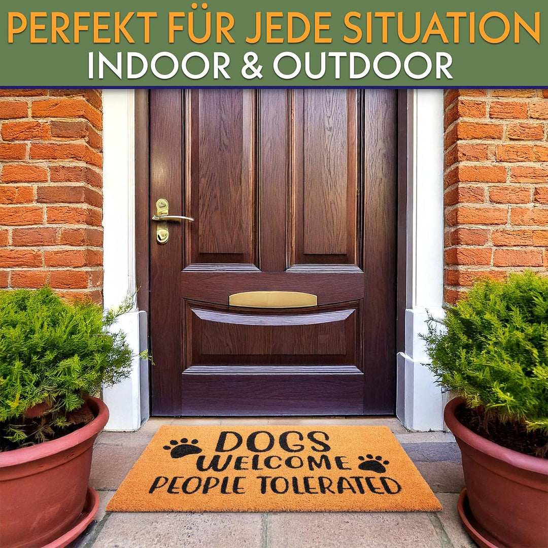 BRUBAKER Fussmatte für Aussen und Innen - Dogs Welcome People Tolerated - 45 x 75 cm Hunde Schmutzfa