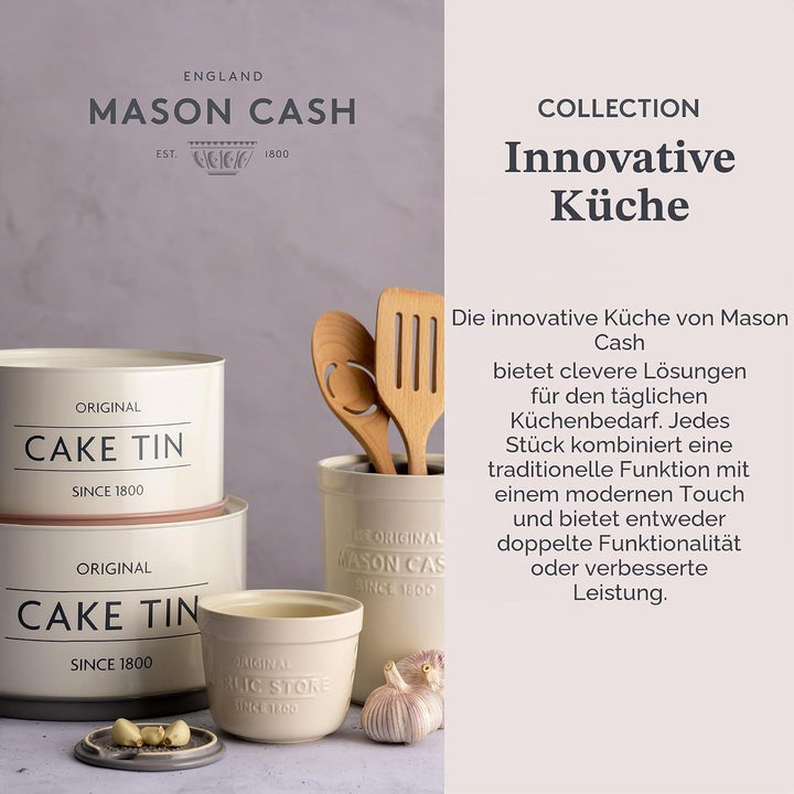 Mason Cash Knoblauchbehälter, Steingut, weiss, 12,5 x 12,5 x 10 cm, Knoblauchbeh&amp;