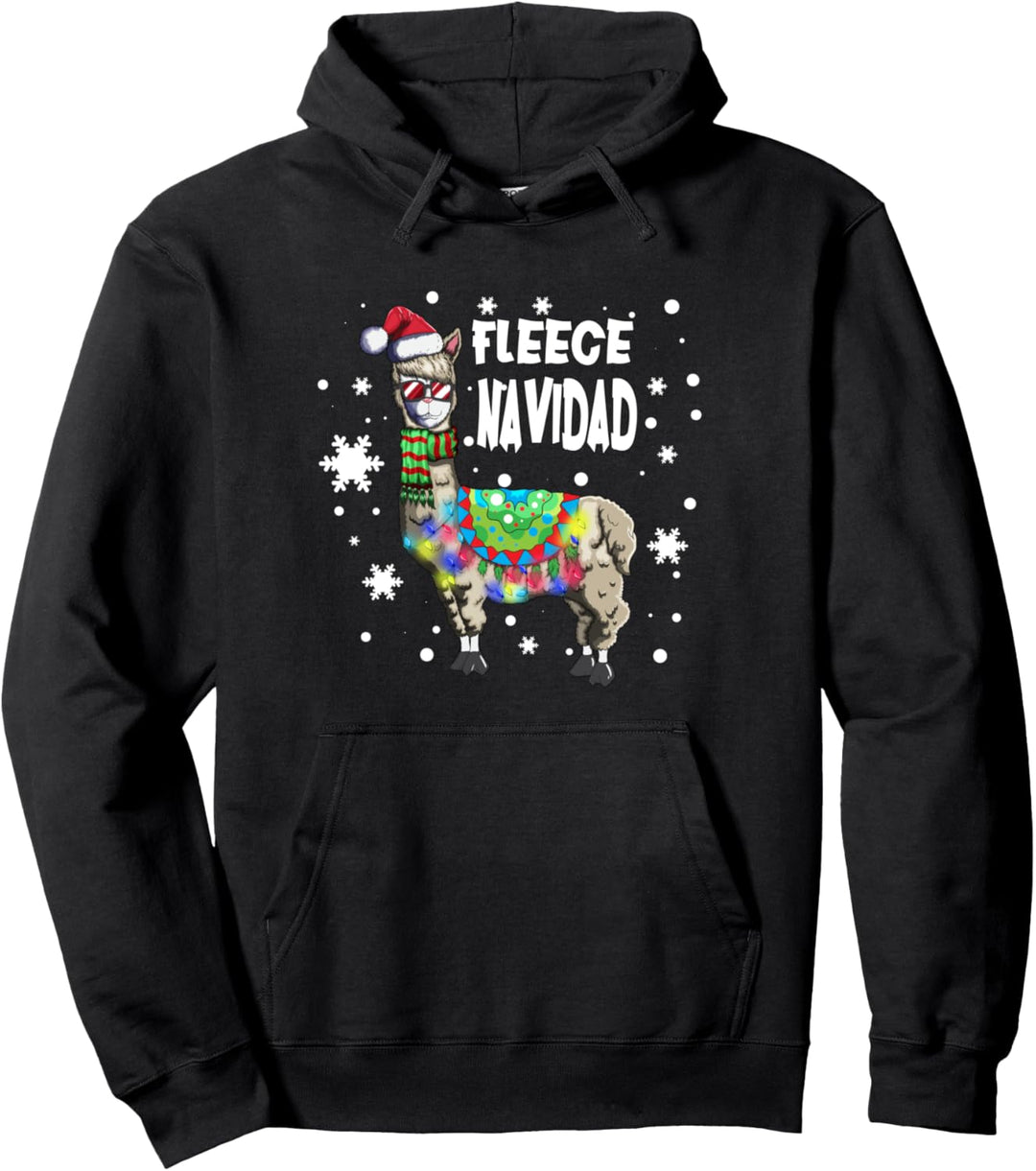 Fleece Feliz Navidad Lama Xmas Lichterkette Lama Kostüm Pullover Hoodie