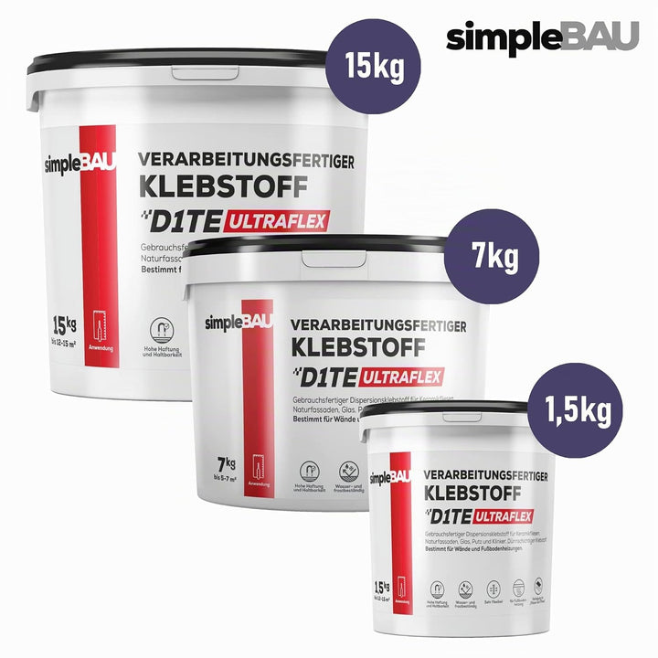 simpleBAU - Fertig Gemischter Fliesenkleber 7 KG, Universal Kleber für Gipskarton Osb-Kleber für Sch