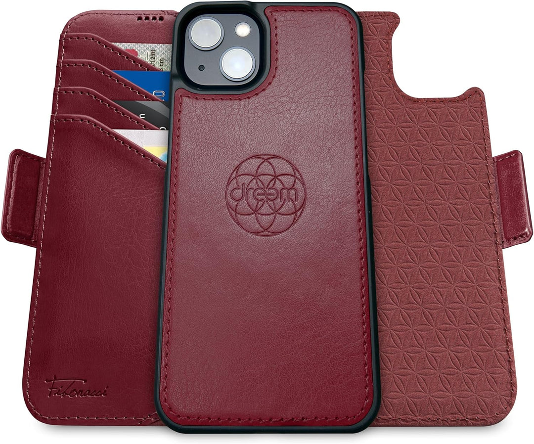 Dreem Fibonacci iPhone 15 Brieftaschen-Etui / 2-in-1 stossfestes Etui und abnehmbares Folio aus vega