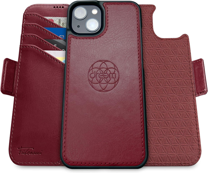 Dreem Fibonacci iPhone 15 Brieftaschen-Etui / 2-in-1 stossfestes Etui und abnehmbares Folio aus vega