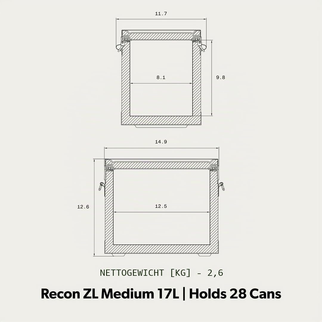 Dometic Recon Soft Sided ZL Cooler Grau 17 Liter, Grau 17 Liter