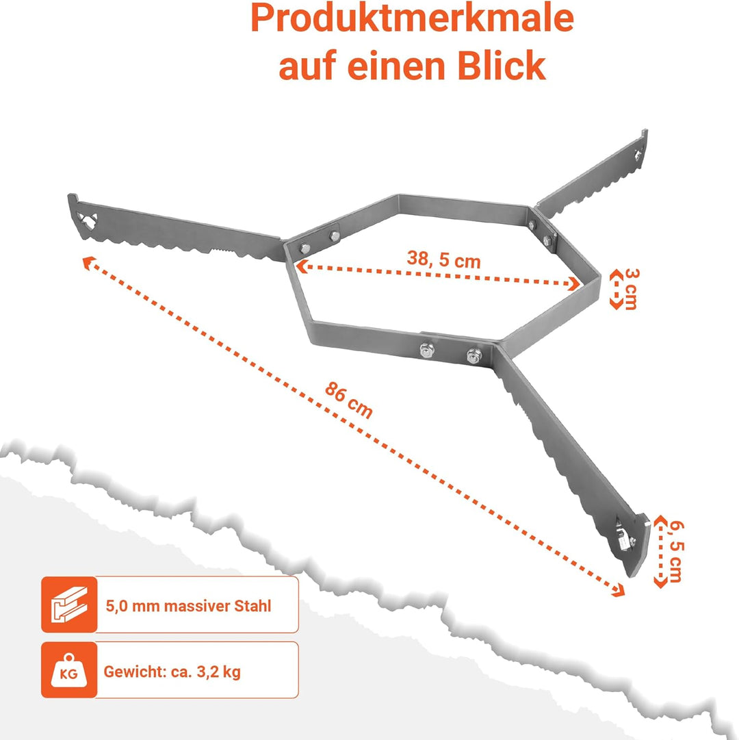 FENNEK Auflageleiste für Feuerplatten Ø 96 cm | Garantiert optimale Luftzufuhr und sicheren Halt | P