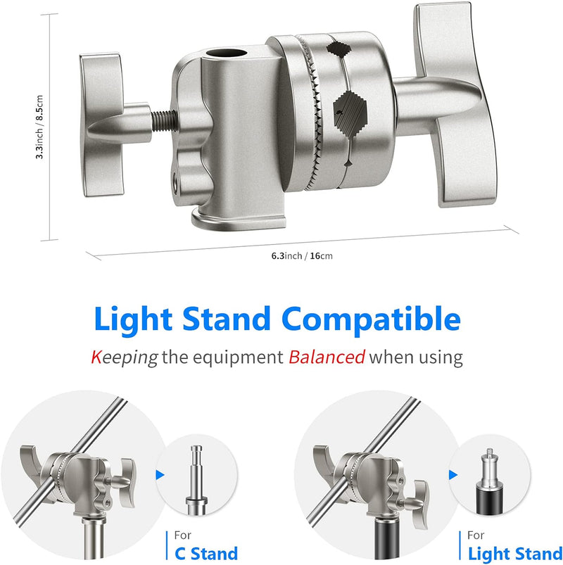 Neewer Verlängerungsgriff Arm Auslegerarm mit 2 Stücke Griffköpfen - 127 Zentimeter Aluminiumlegieru