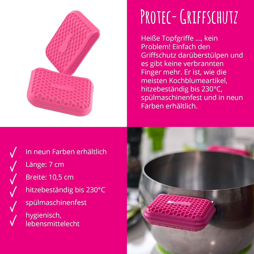 Kochblume Hitze Set | Handschuh, Protec-Griffschutz, Thermo-Fingerschutz, Silikon | (lila, Protec-Gr