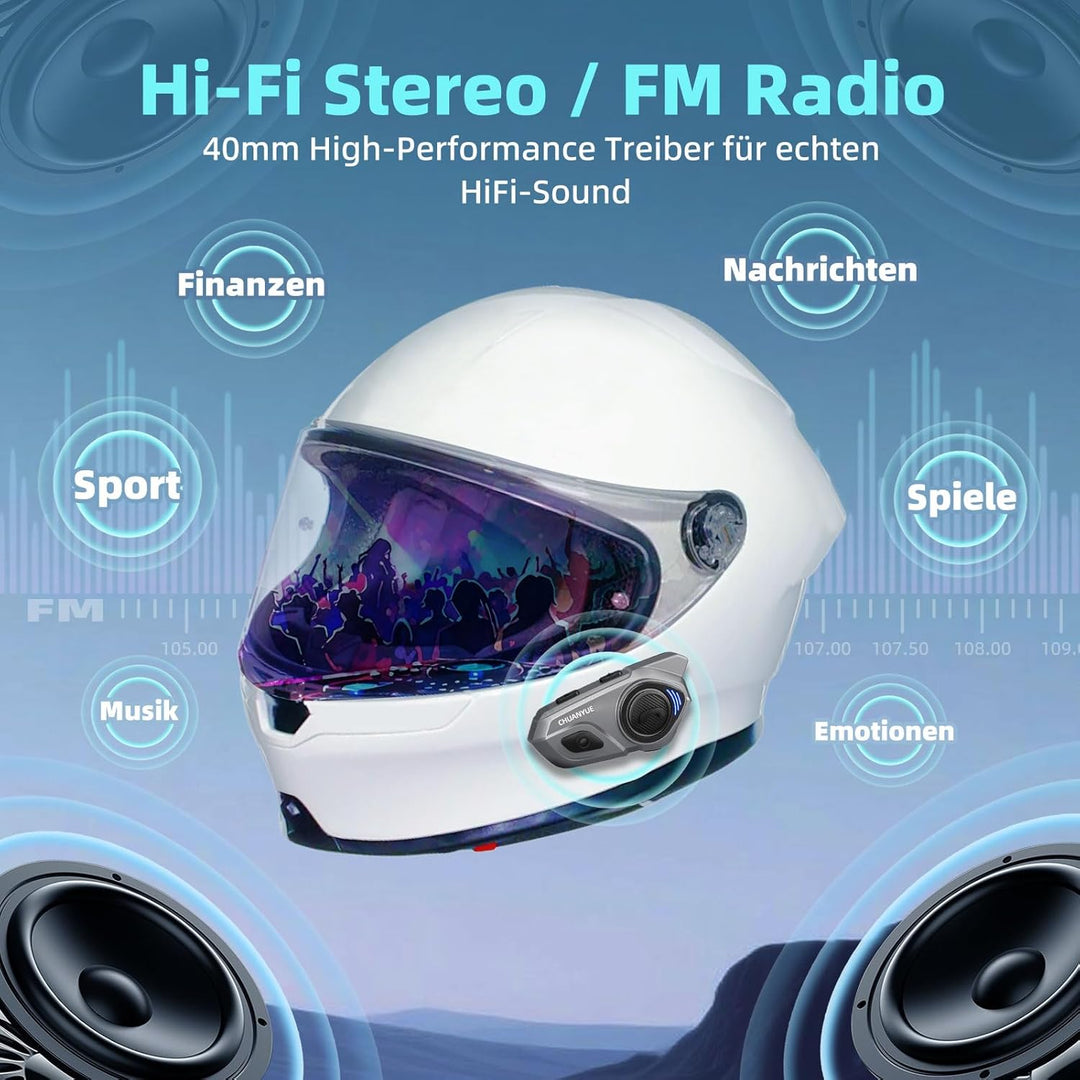 X2 Motorrad Bluetooth Headset, Helm Kommunikationssystem für 2 bis zu 4 Personen in Reichweite von 1