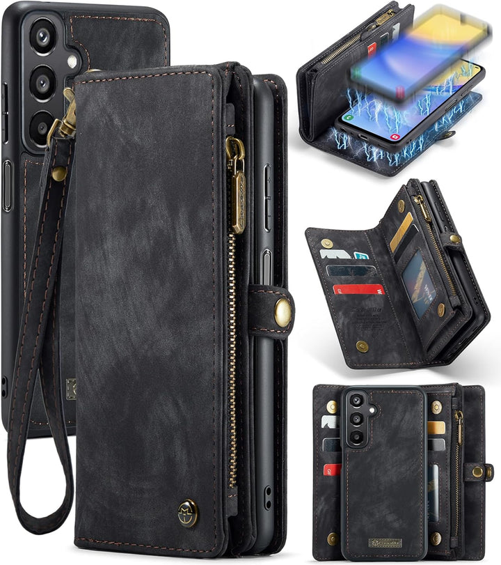 UFinetech für Samsung A15 Hülle, Stossfest Kartenfach Magnetisch Abnehmbare Tasche Handyhülle für Sa