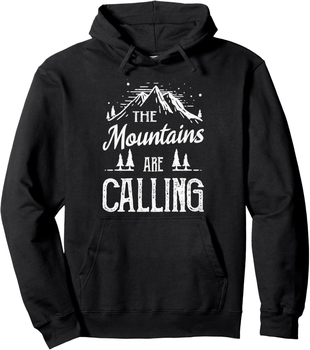 The Mountains Are Calling Hiking Outdoors Camping Gift Pullover Hoodie