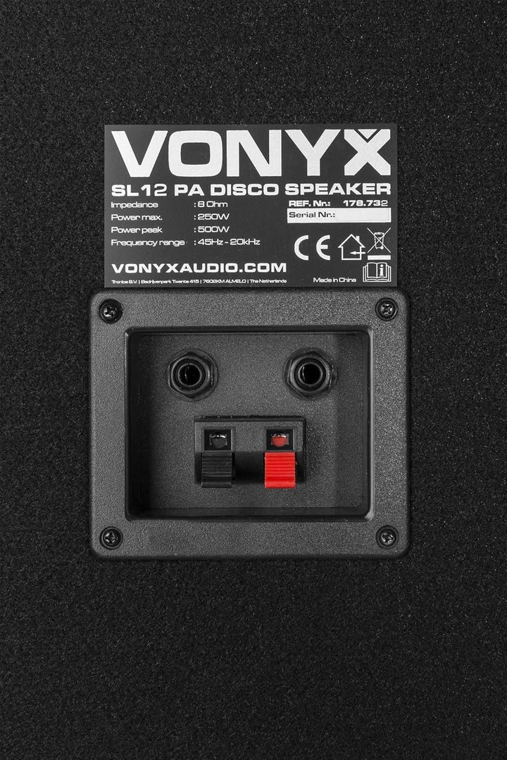 Vonyx SL12 - PA-Lautsprecher 600 Watt - passiver Lautsprecher, 12 Zoll DJ Speaker Passivbox, DJ Laut