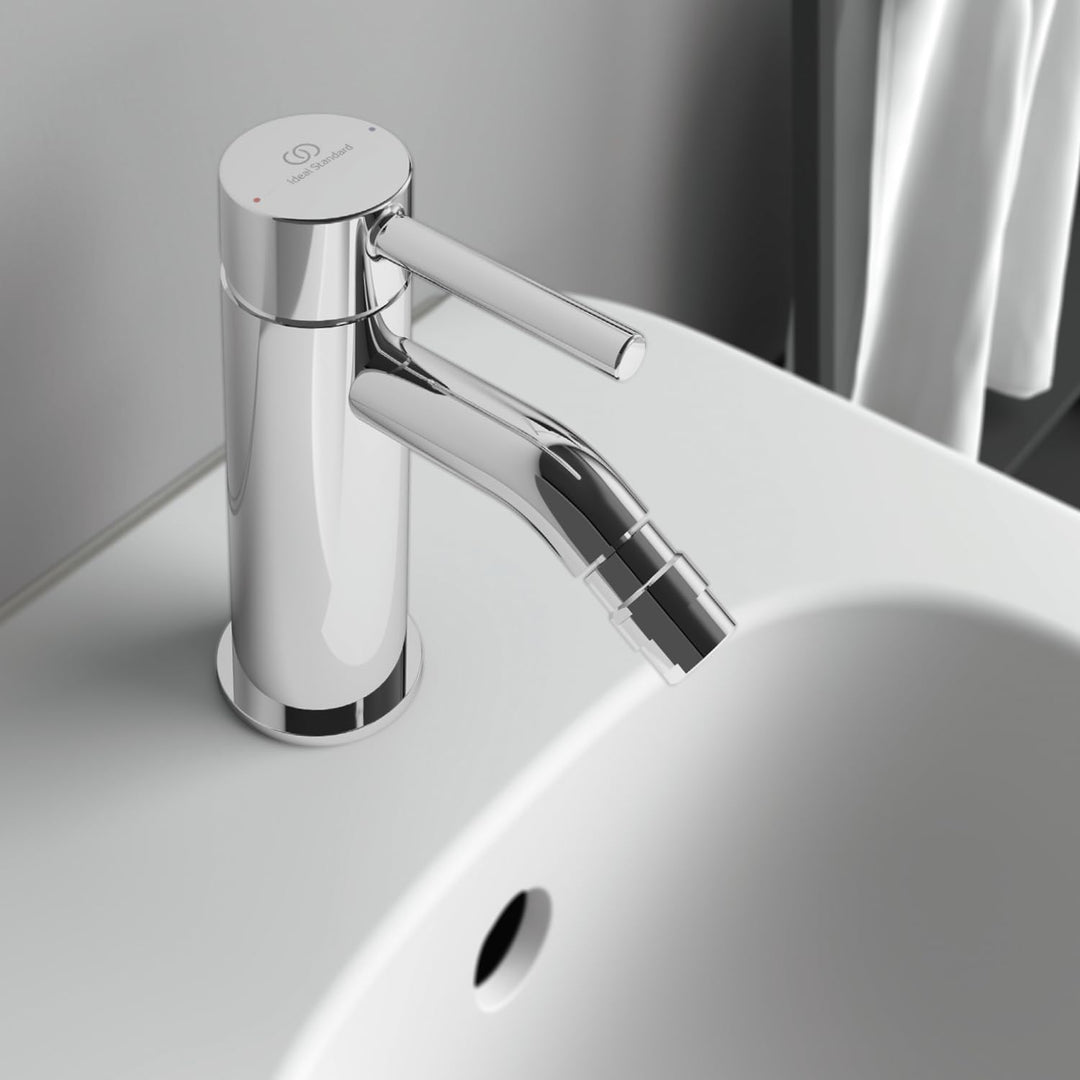Ideal Standard BC197AA Ceraline Bidetarmatur mit Zugknopf-Ablaufgarnitur