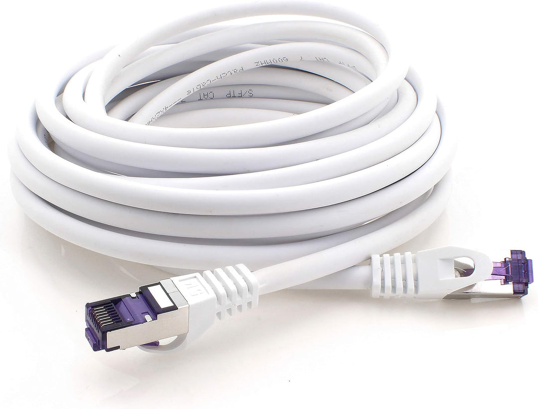 1aTTack.de Cat.7 Netzwerkkabel 7,5m - Weiss - 5 Stück - Cat7 Patchkabel (SFTP/PIMF/LSZH) Rohkabel 10