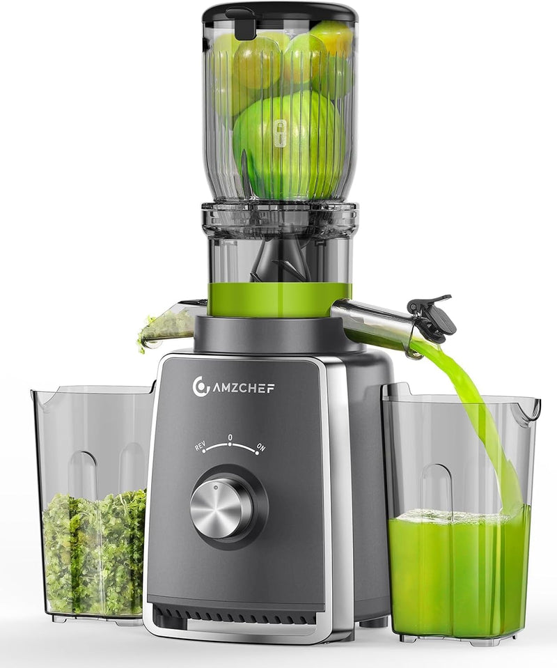 AMZCHEF Entsafter Slow Juicer 103MM Breiter Schacht - 250W Entsafter Gemüse und Obst Testsieger - Ka