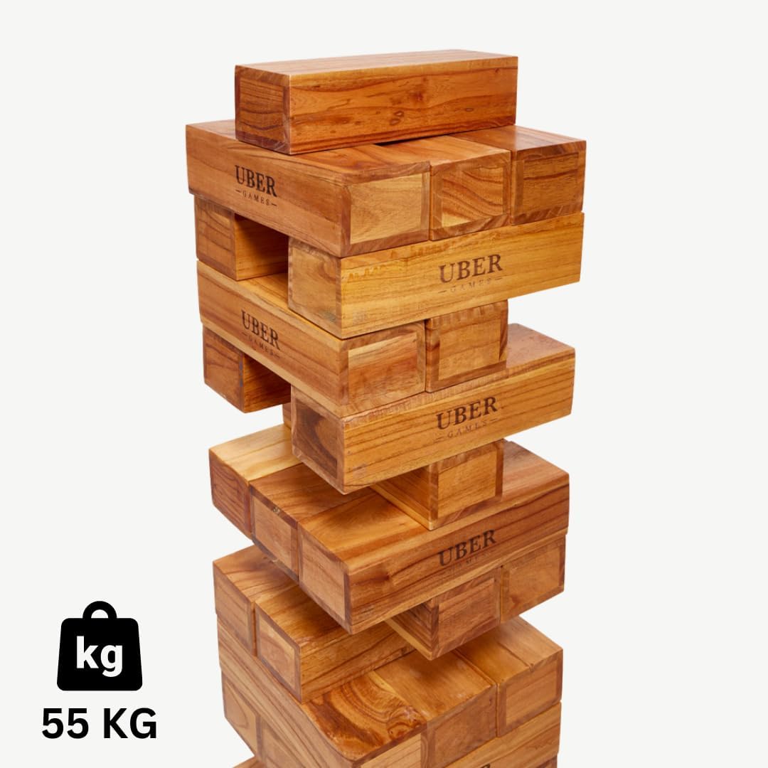 Hartholz Wackelturm XXL bis 250cm - Stapelturmspiel : das härteste Holz auf dem Markt - 100% Indien