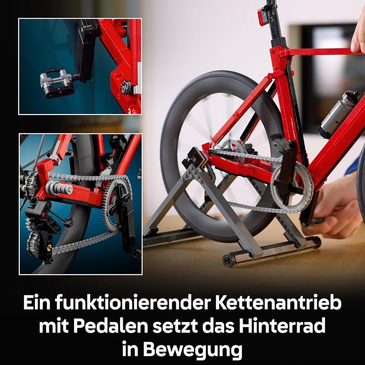 LEGO Icons Rennrad - Modellbau für Erwachsene - inkl. Gummireifen, Schaltwerk und Hinterradständer a
