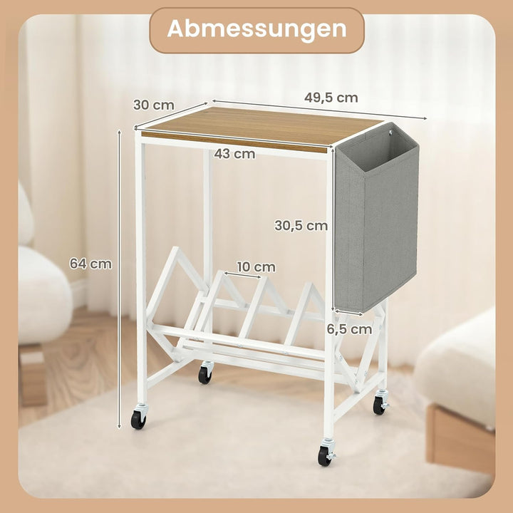 COSTWAY Plattenspieler Regal, Schallplattenregal mit Vinylaufbewahrung & Zeitschriftenhalter, Schall