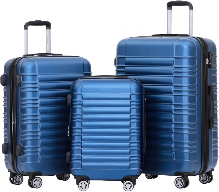 BEIBYE Zwillingsrollen Reisekoffer Koffer Trolleys Hartschale M-L-XL-Set (Blau, Set) Blau Set, Blau