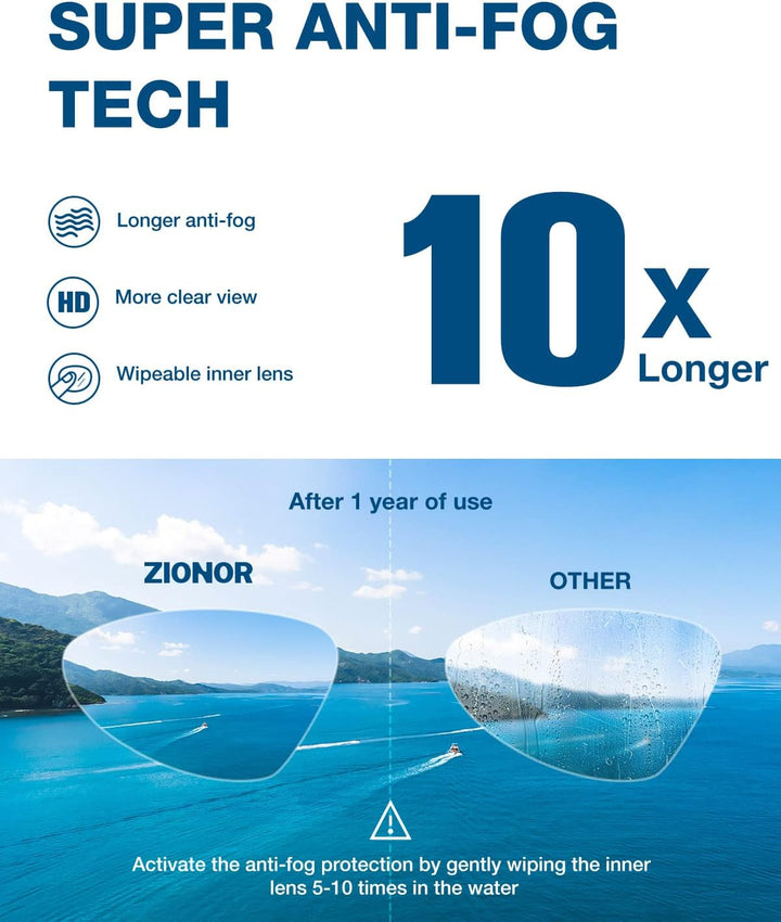ZIONOR G1 - Polarisierte Schwimmbrille für Unisex und Erwachsene und Damen, beschlagfrei, 100% UV-Sc