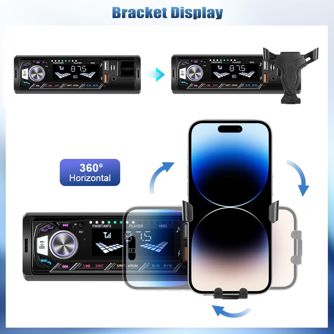 SIXTOP 1Din Autoradio Bluetooth Freisprecheinrichtung, 1Din Radio mit FM Radio, MP3 Player unterstüt
