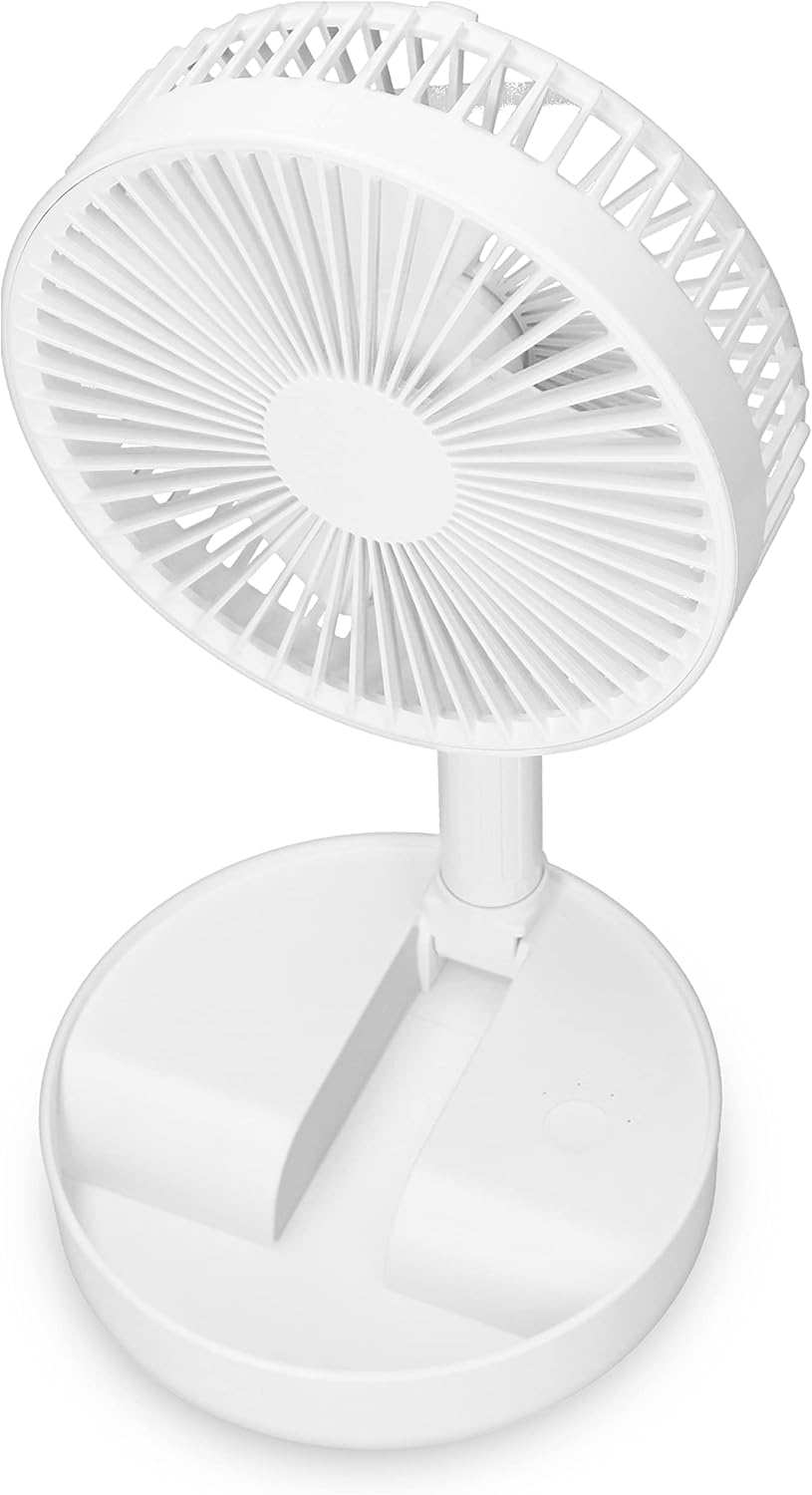 Trebs 99380 Tischventilator - Tragbar und batteriebetrieben - Teleskopständer - 10000 mAh Akku - 4 G