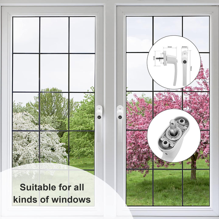 Herrselsam 8 Stück Fenstergriff Aluminium, Abschliessbar Sicherheitsfenstergriff Fensterschloss Kind