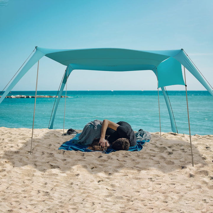 Strandzelt Sonnenschutz Strand zelte strandmuschel Muschel UPF50+ mit Sandschaufel, Erdnägeln und St