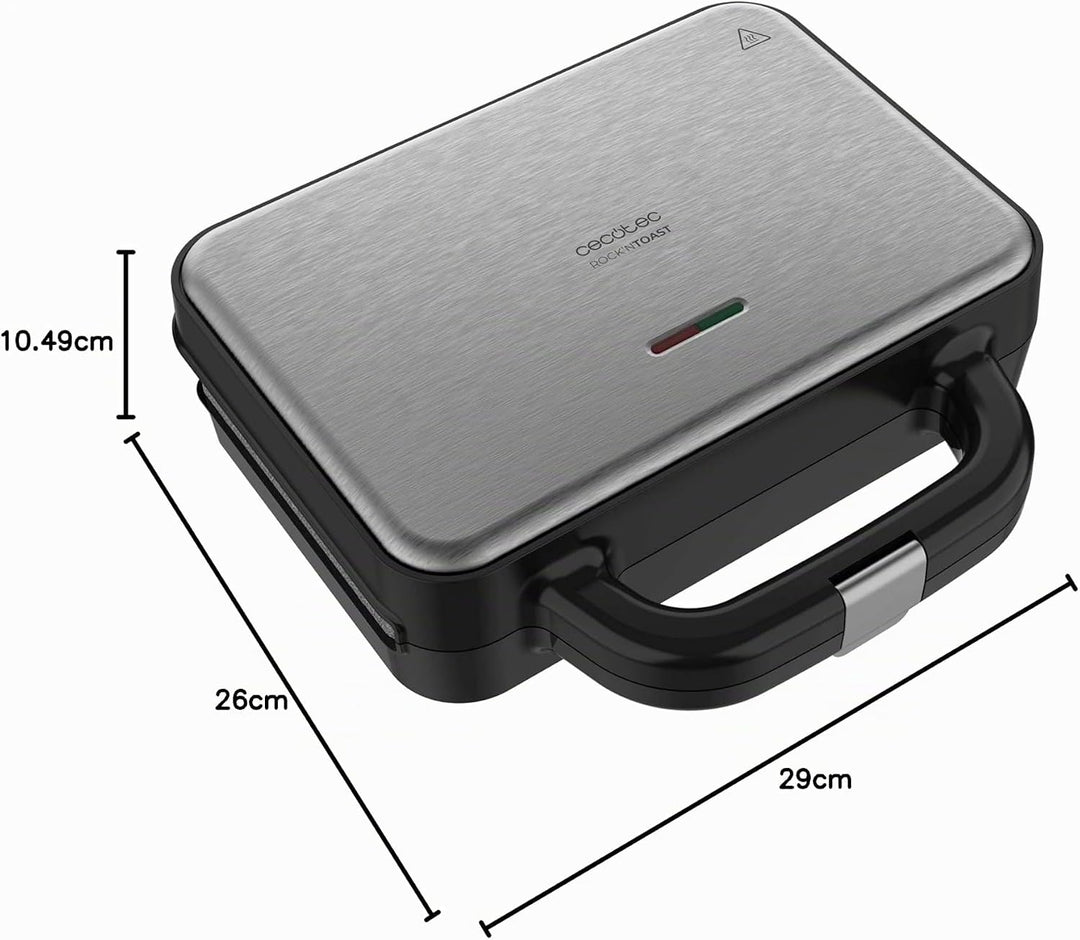 Cecotec Sandwichmaker Rock'nToast Deep Classic, 1000 W, grössere Breite, dreieckige Platten, gleichm