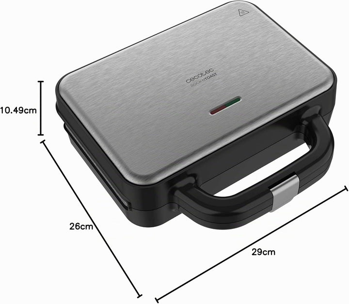 Cecotec Sandwichmaker Rock'nToast Deep Classic, 1000 W, grössere Breite, dreieckige Platten, gleichm