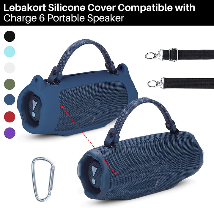 Lebakort Silikonhülle Tragetasche Case für JBL Charge 6 Tragbarer Lautsprecher, mit Schultergurten u