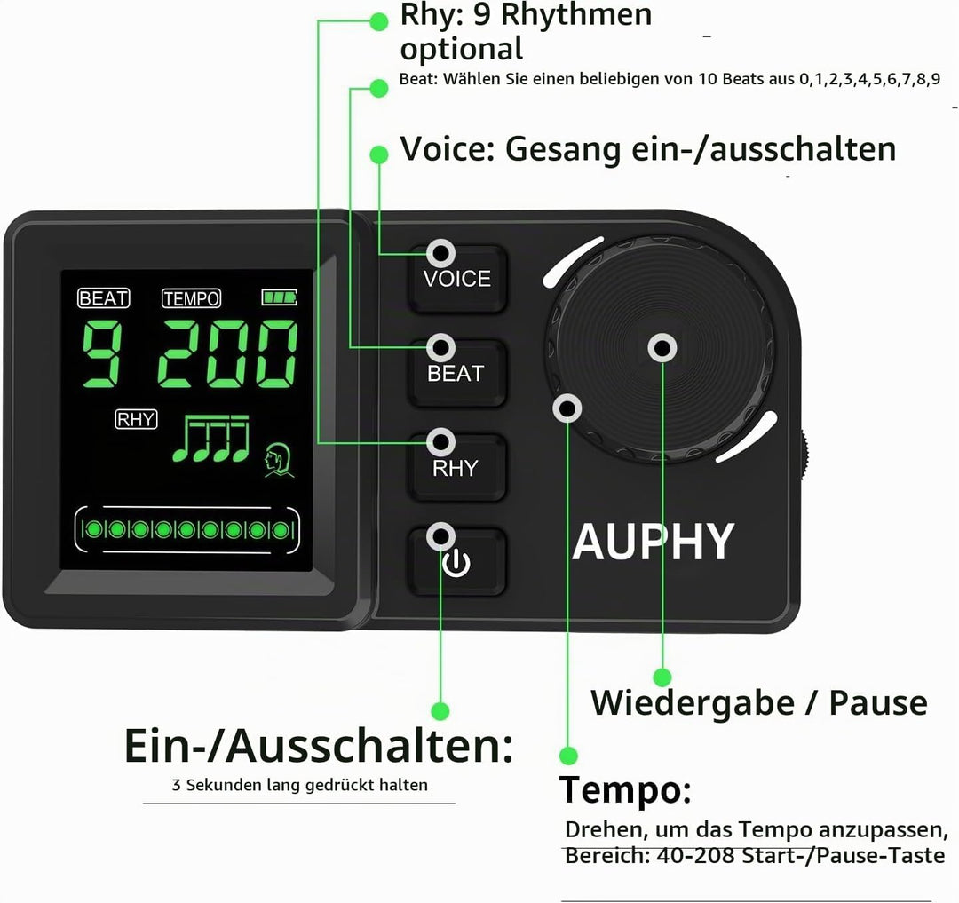 Professionelles Wiederaufladbares Digitales Metronom für Schlagzeug/Gitarre/Bass/Ukulele/Saxophon/Kl