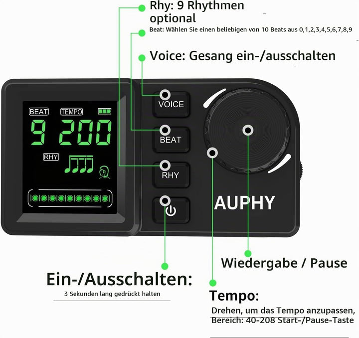 Professionelles Wiederaufladbares Digitales Metronom für Schlagzeug/Gitarre/Bass/Ukulele/Saxophon/Kl