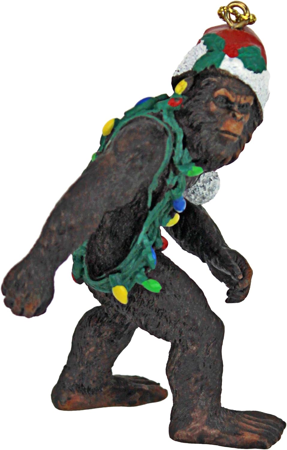 Design Toscano Bigfoot, der Weihnachts-Yeti mit Sabtas Mütze Witzige Weihnachtsbaumdeko, Polyresin,
