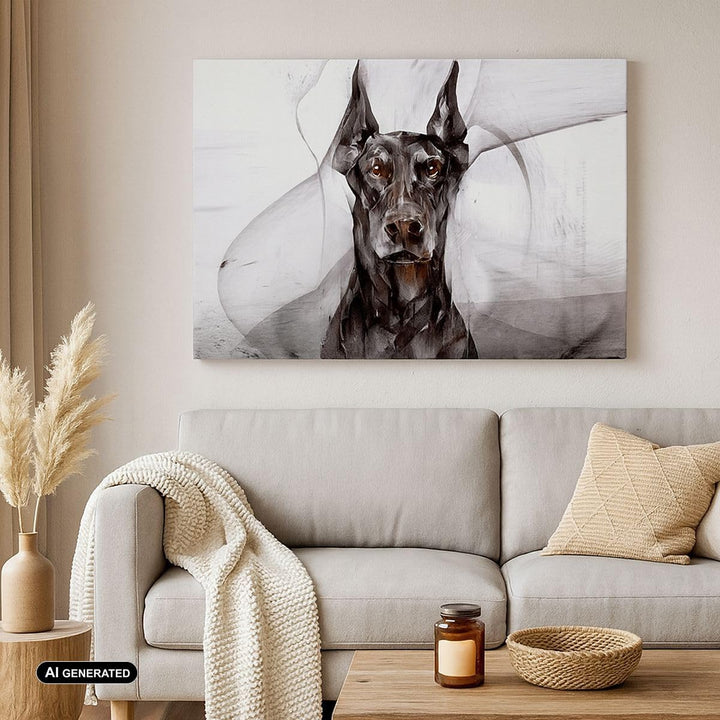 Bilder auf Leinwand Hund Abstraktion Leinwandbild mit Rahmen 70x50cm Wandbilder Dekoration Wohnzimme