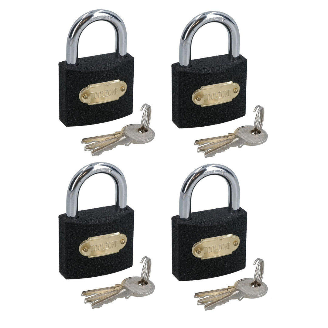 AB Tools-Toolzone Vorhängeschlösser aus Gusseisen, strapazierfähig, mit 3 Schlüsseln 4 Locks 50 mm B