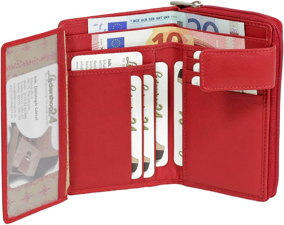 Branco Leder Geldbörse Portemonnaie Damenbörse Damen Lang Geldbeutel Rot, Rot