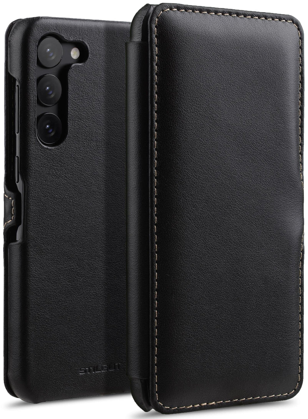 STILGUT Book Case kompatibel mit Samsung Galaxy S23 Plus Hülle aus Leder mit Clip-Verschluss, Lederh