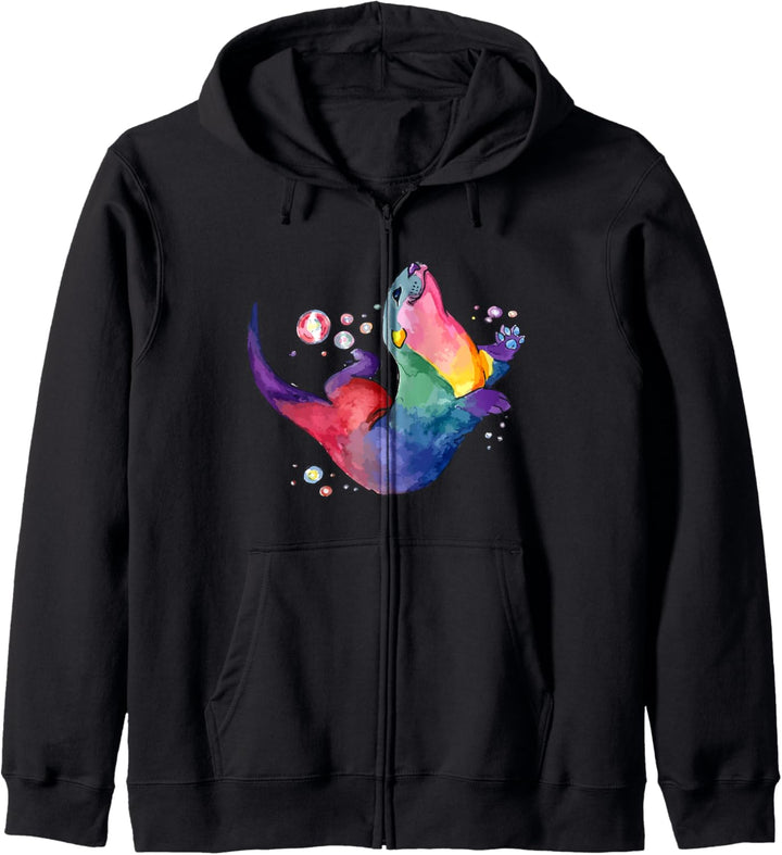 Sea Otter - Colorful Splash Art Cute Kapuzenjacke