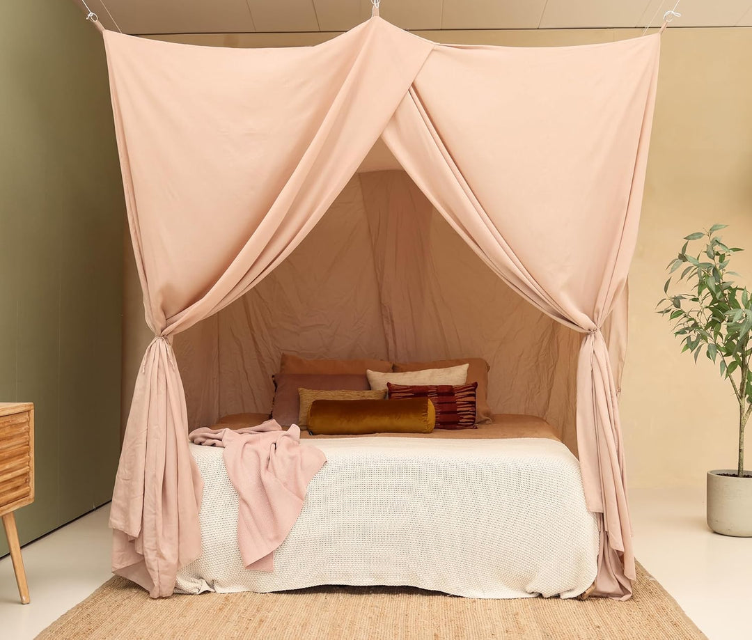 Nougat Betthimmel für Doppelbett | Rechteckiges Moskitonetz Grössen | Baldachin Bett für Teenagern &amp;