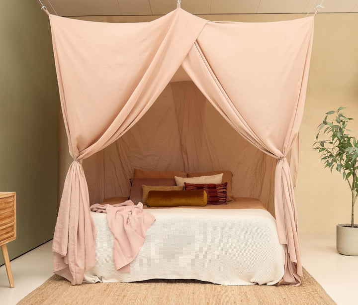 Nougat Betthimmel für Doppelbett | Rechteckiges Moskitonetz Grössen | Baldachin Bett für Teenagern &amp;