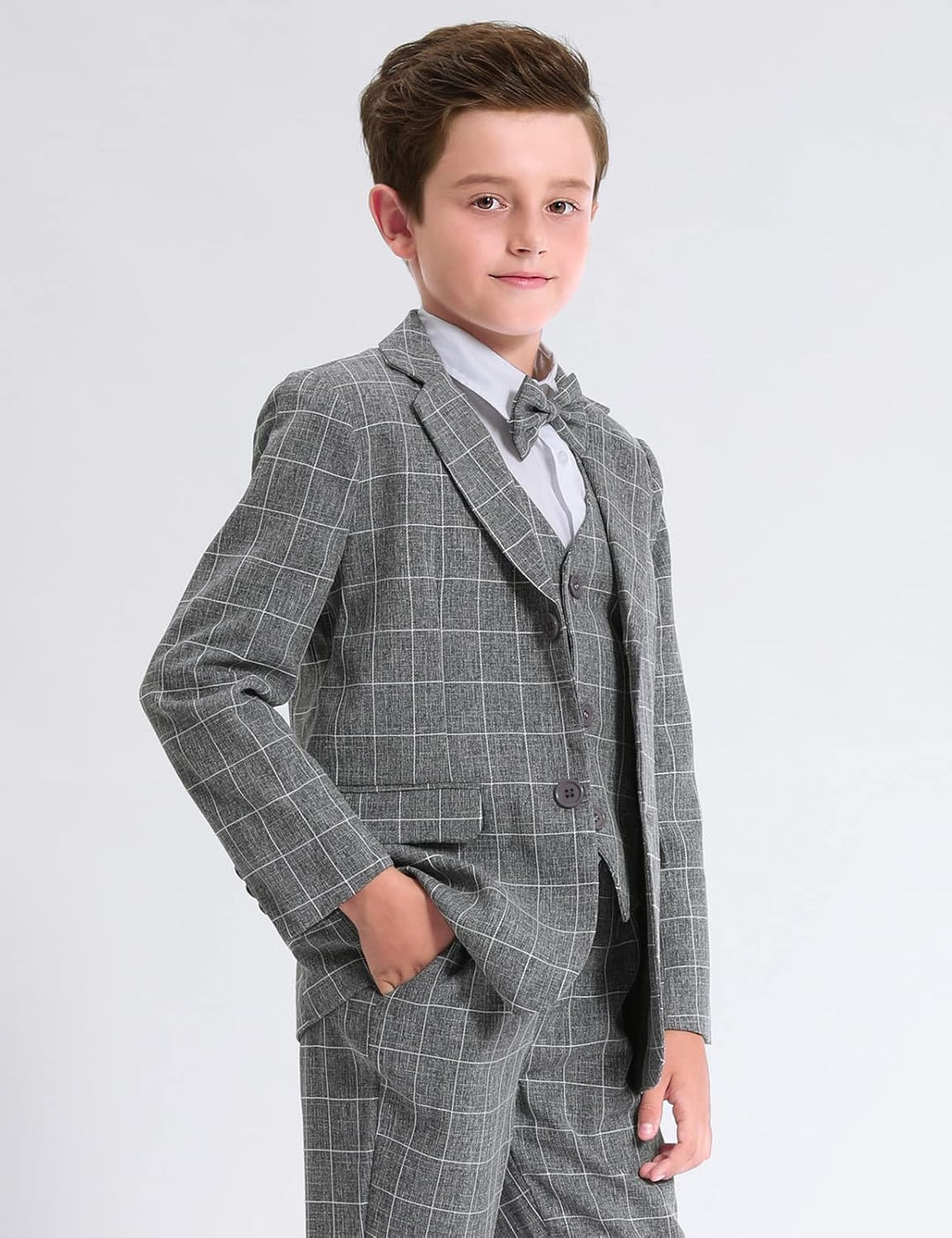 mintgreen Jungen Anzug Blazer 2PCS Gentleman Tuexdo Sätze Blazer + Hose + Fliege 5-12 Jahre 116-122