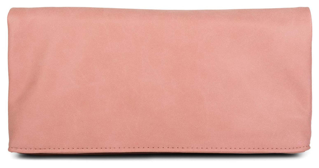 styleBREAKER Fold-Over-Clutch in Wildlederoptik mit Überschlag, 3-in-1 Tasche, Schulterriemen, Trage