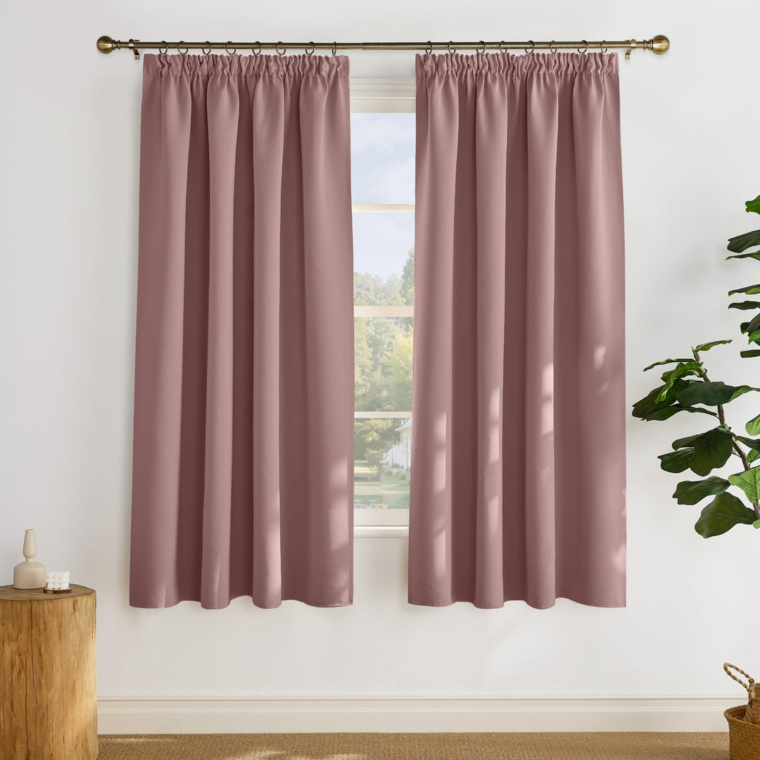 PONY DANCE Übergardinen mit Kräuselband Blickdicht 2er Set Verdunklungsgardine für Schienen H 175 x
